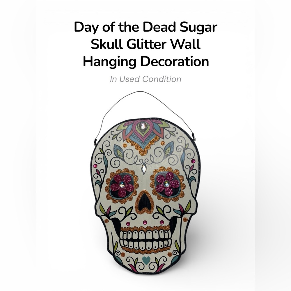 Day of the Dead Sugar Skull Glitter Wall Hanging Decoration